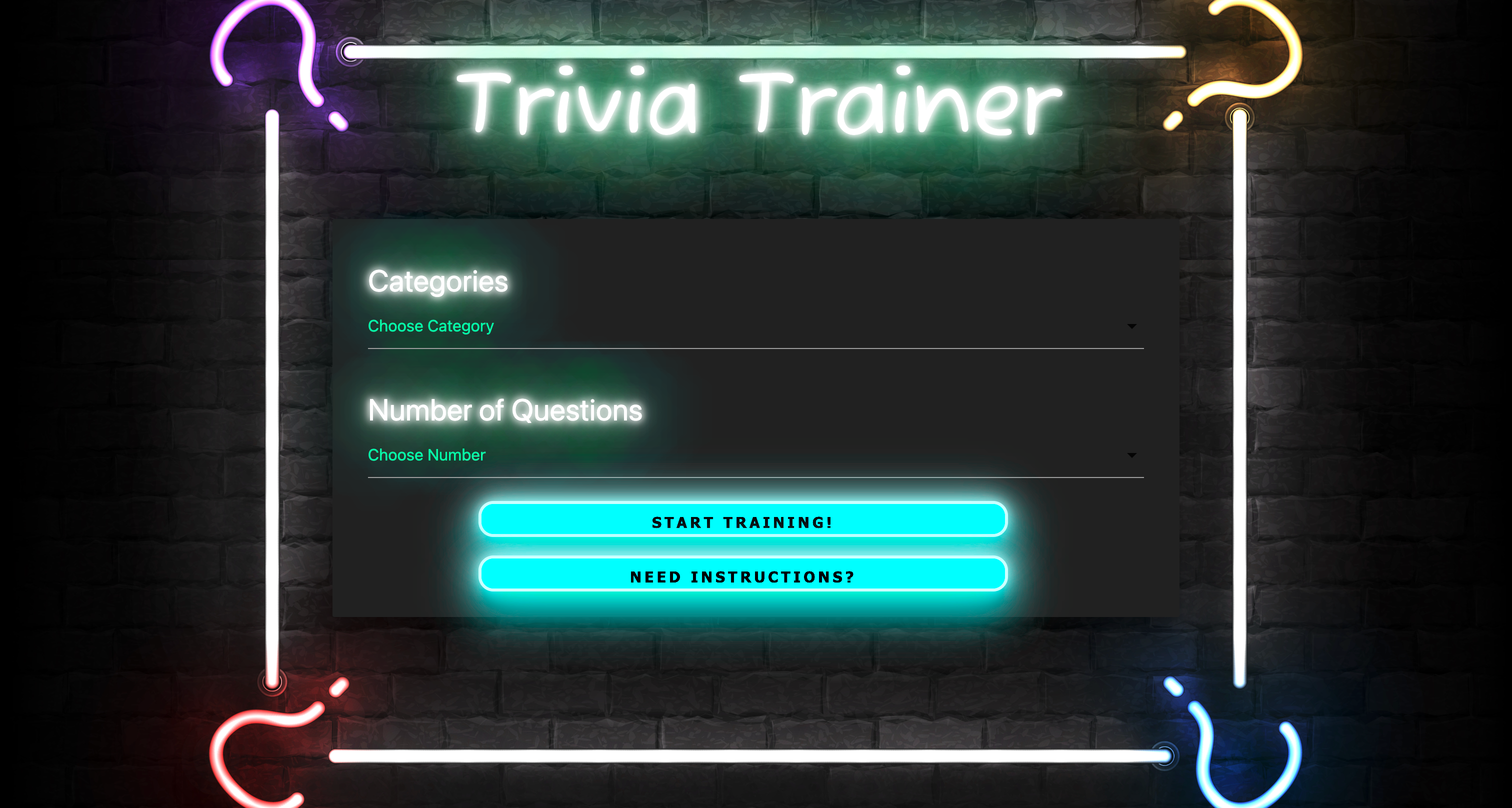 screenshot of Trivia Trainer